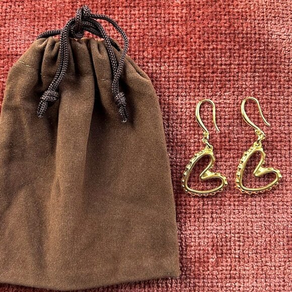 New OPEN DOTTED HEART Earrings Gold ❤️ - Picture 2 of 4